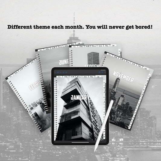 Black and White City Digital Planner - Instant Download