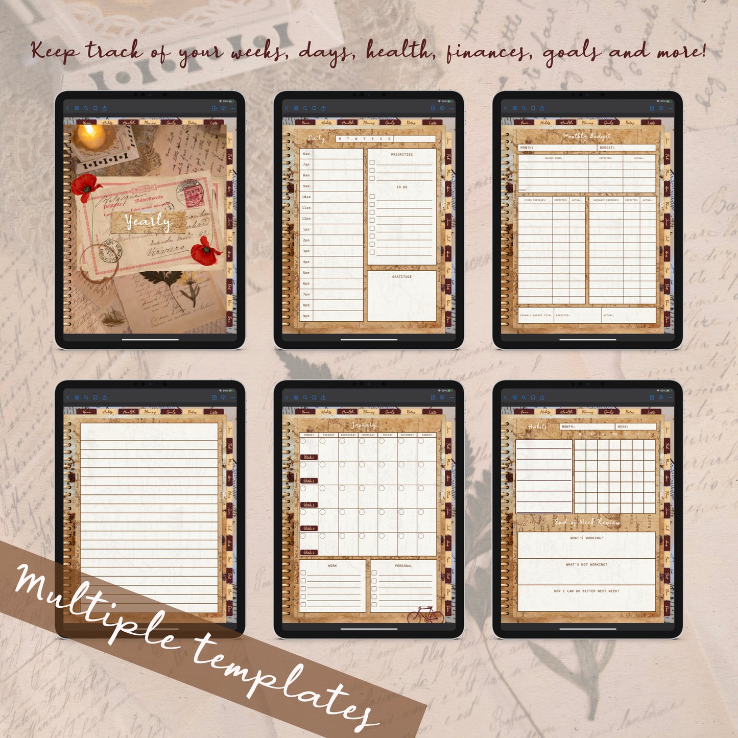 Vintage Digital Planner - Instant Download