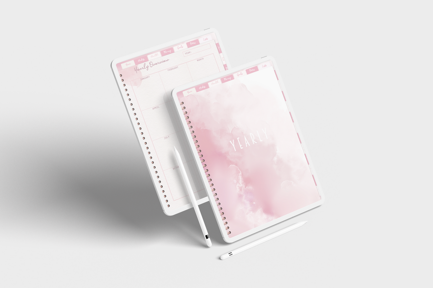 Pink Watercolor Digital Planner - Instant Download