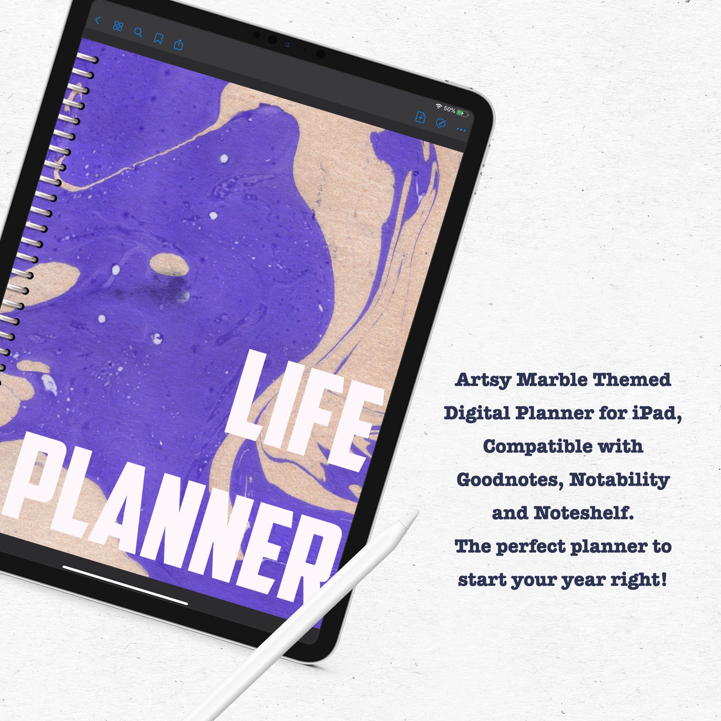 Colored Marble Digital Planner - Instant Download