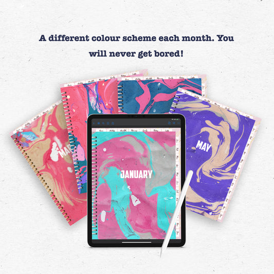 Colored Marble Digital Planner - Instant Download