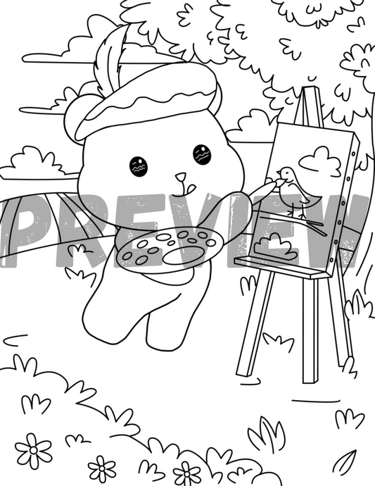 Digital/Printable Coloring Book - Bear Family - Instant Download