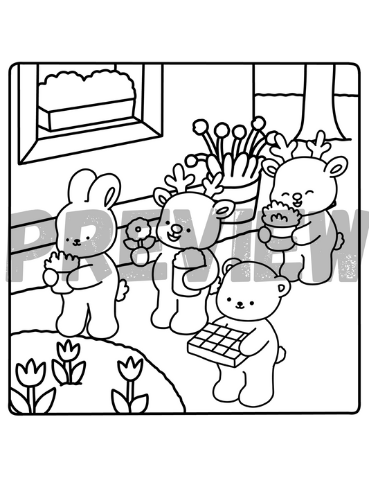 Digital/Printable Coloring Book - Cozy Garden - Instant Download