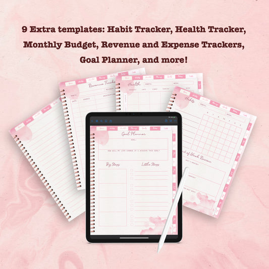 Pink Watercolor Digital Planner - Instant Download